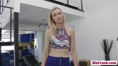 Devilish blonde sister Alexa Grace talks on phone while getting fucked