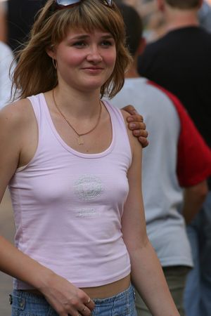 Braless babe with puffy nipples