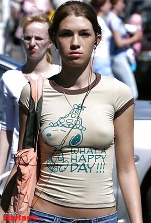 Braless puffy nipples