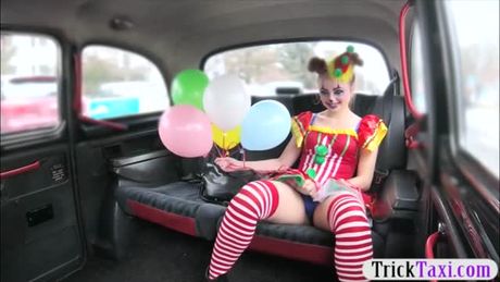 Gal in clown costume fucked by the driver for free fare