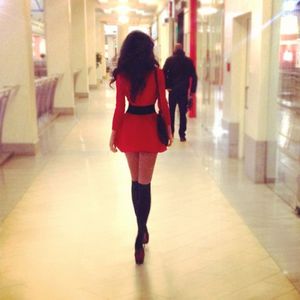 Sexy red dress and black heels