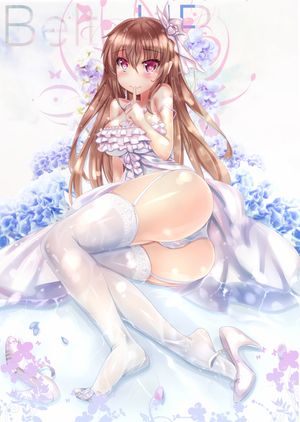 ass cameltoe dk_senie dress garter_belt heels pantsu stockings thighhighs watercolor wedding_dress wet