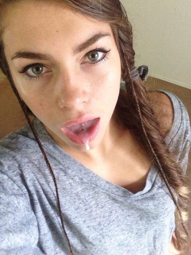 Mouth full of cum