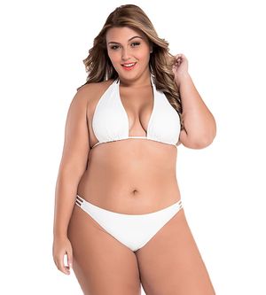 Plus Size White Bikini with Halter Top and Bottom