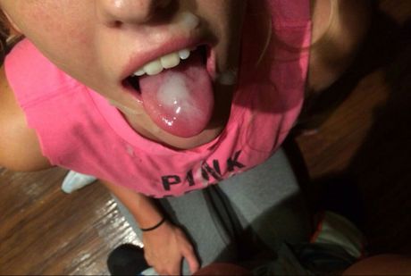 Pink lips cum in mouth