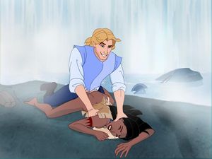 Pocahontas and John Smith curiosity screwed the native