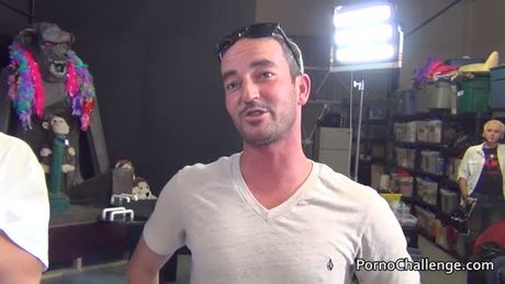 Huge fat man gets lucky with 3 hot porno chicks