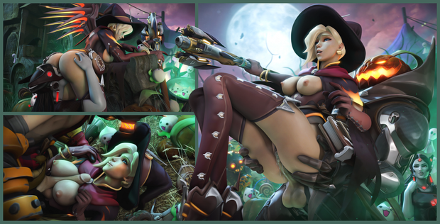 Sexy blonde witch riding hard cock