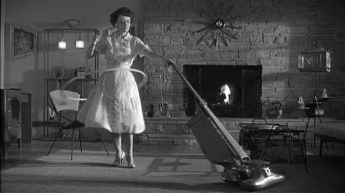 Hula hooping while cleaning
