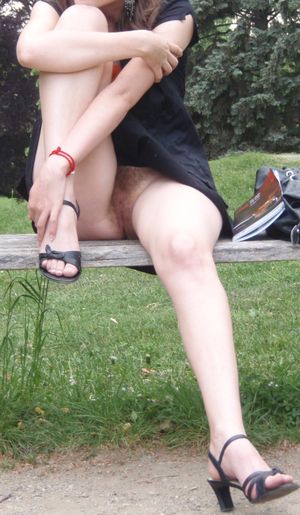 Park bench upskirt