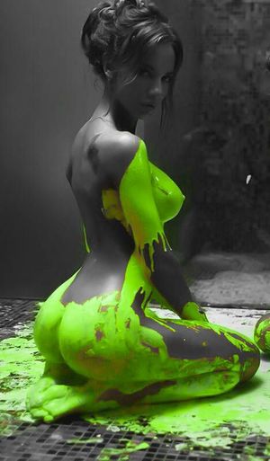 Sexy brunette, body paint