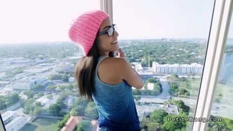 Busty petite ebony babe fucks big cock