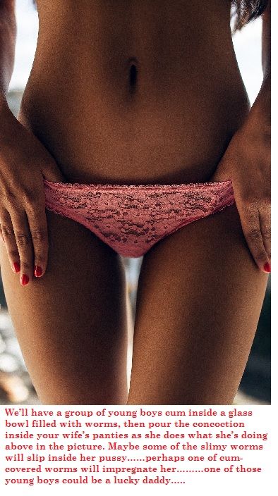 Cum covered worms in wife's panties