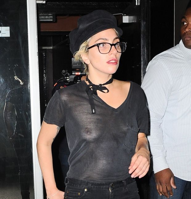 Lady Gaga nipples through