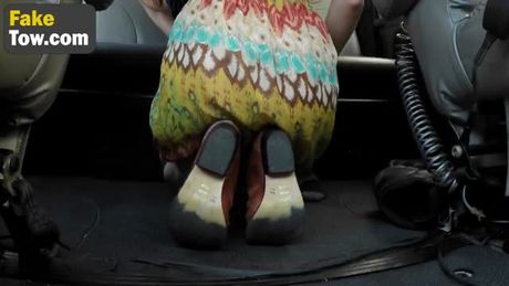 Redhead pale cutie gives head to get car back