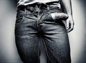 cock flash bulging out pocket