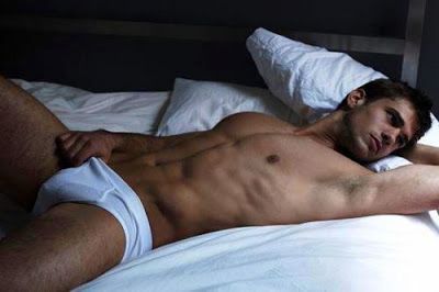 Hot gay sleeping on bed