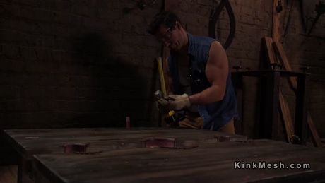 Brunette sub in pillory gets anal banged