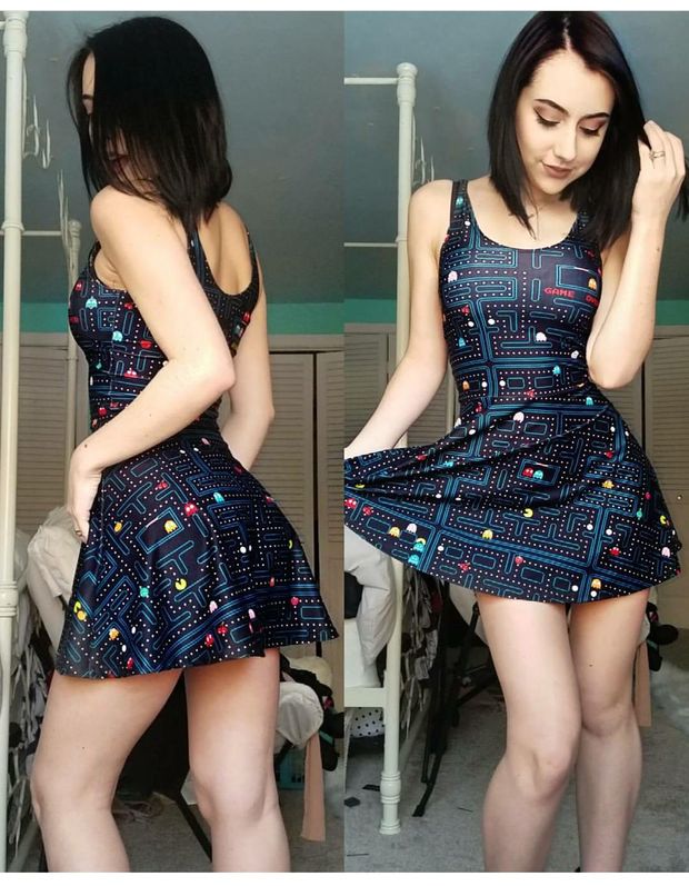 Sweetie in a tight pacman dress