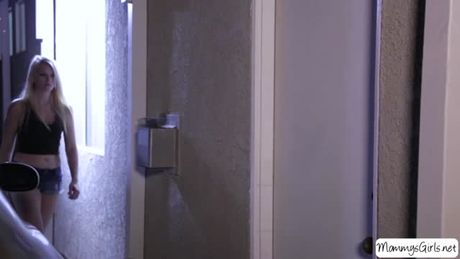 Blonde teen Skylar Madison accidentally walks in on her British stepmom Tanya Tate masturbating to lesbian porn.