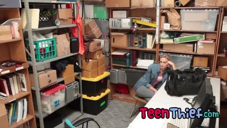 Blonde teen thief fucked hard in office by a security guard