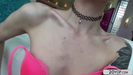 Marley Brinx feels extra sexy for her intense anal fucked with Mick Blue. She talks to the camera through a selfie style striptease.