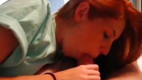Amateur redhead blowjob in homemade tape