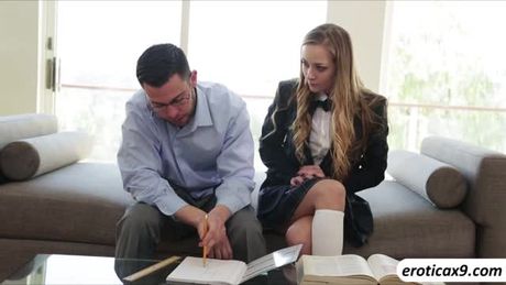 Blonde teen Sadie Blair fucks in missionary position