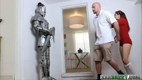 Pretty brunette teen babe Brooke Haze banged by bald dude