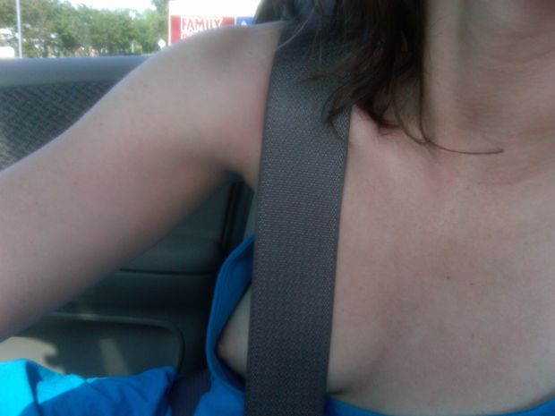 Nipple Slip In Car