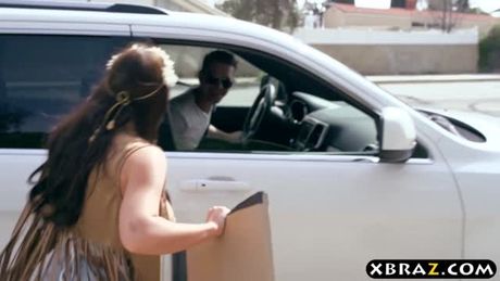 Huge boobs festival bitch gives up her ass for a ride