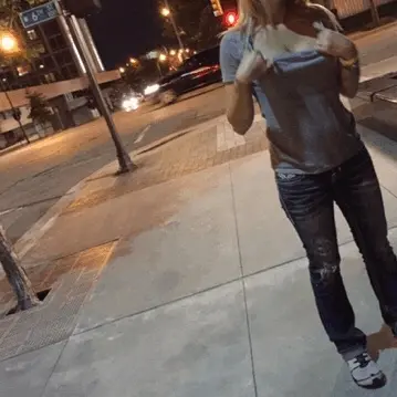 Sexy wife flashing her breast in the street