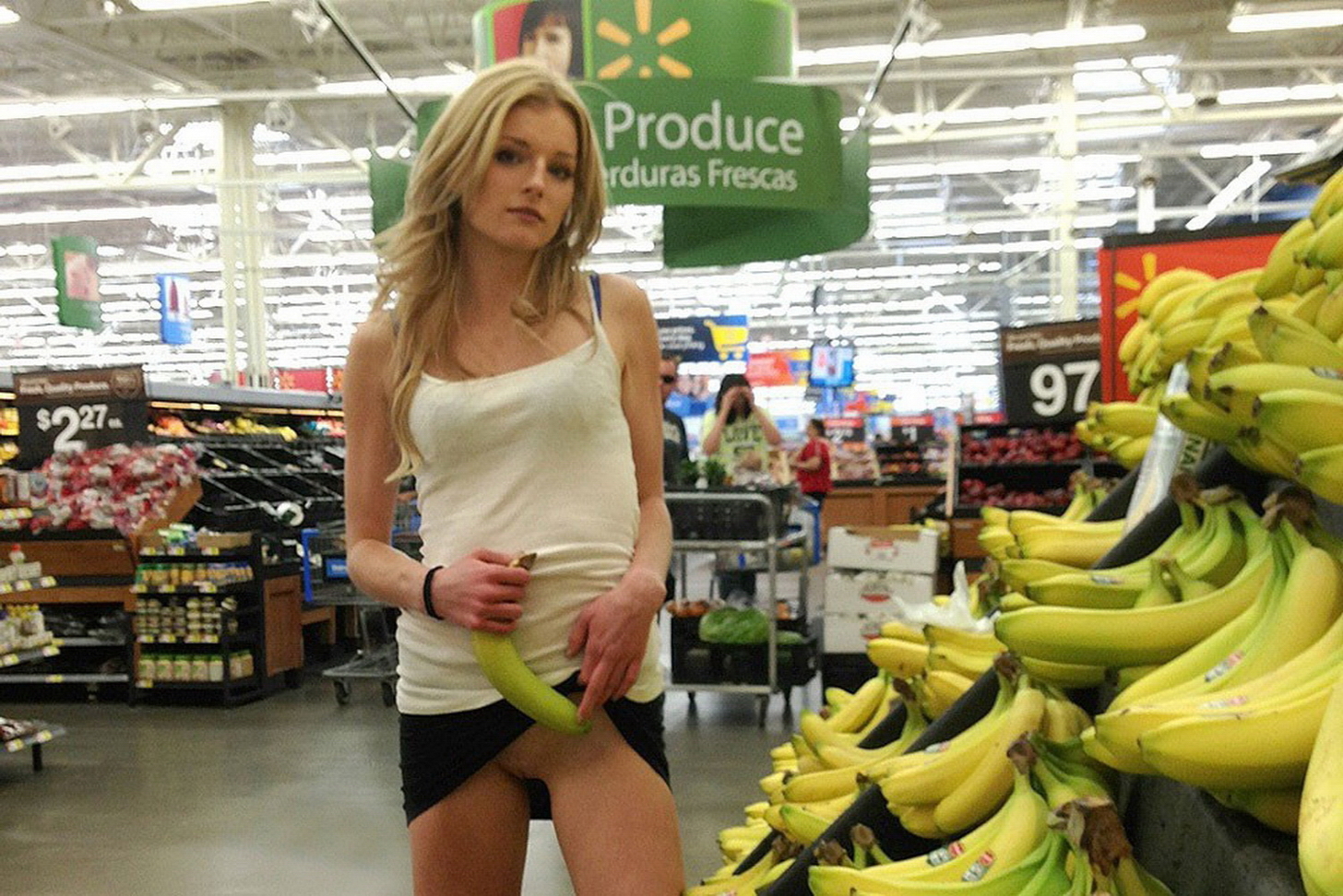 Shopping for bananas at Walmart