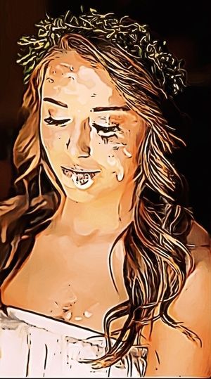 Lovely angel covered in cum