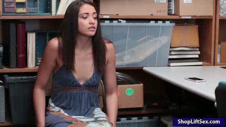 Skinny thief pursuaded to fuck officer