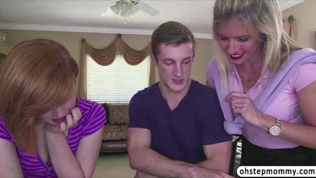 Lovely beauty Cory Chase and Saide Kennedy wants a big dick so she seduces her bf by giving him a blowjob then they are caught.