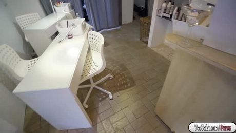 Brunette teen Karlie fucked by a big cock in the massage room