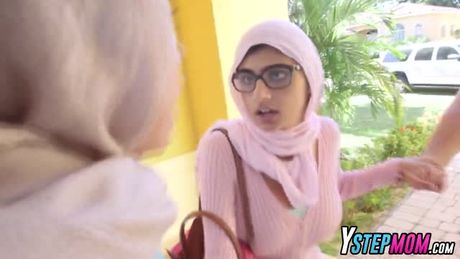 Julianna Vega and Mia Khalifa fucked by big cocked stud