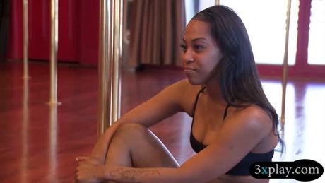 Black couple threesome with ebony babe in the bedroom