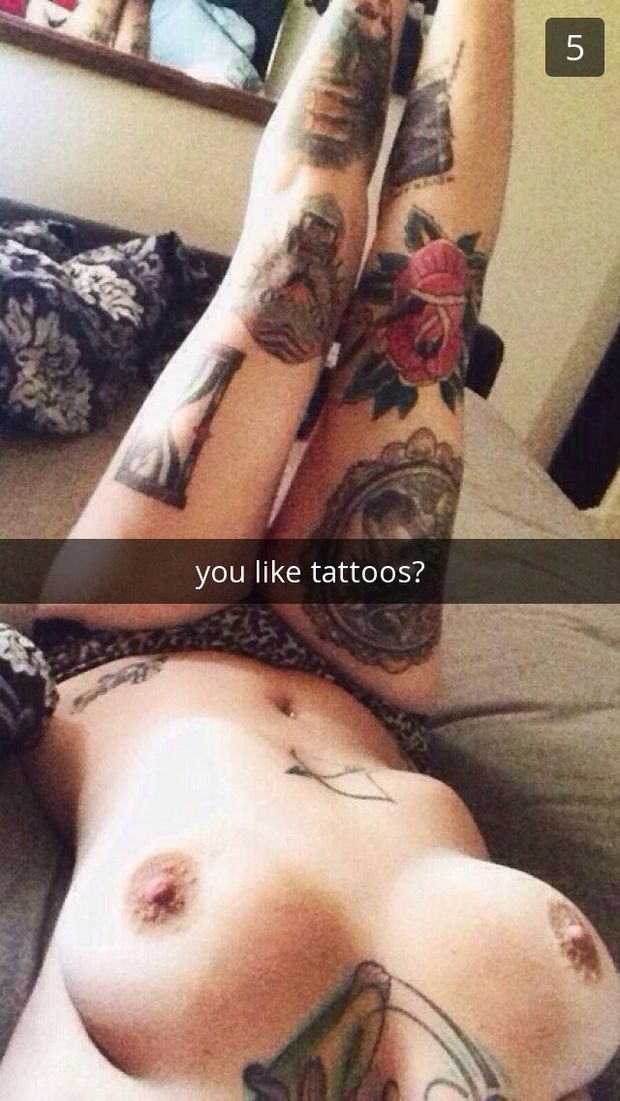 Tattoed Flashes Boobs on Snap