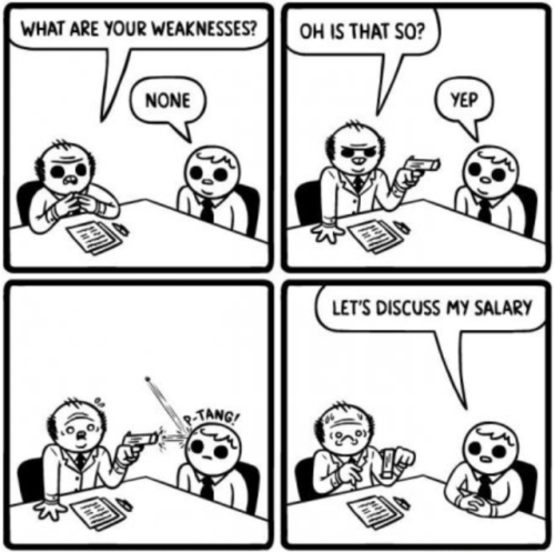 Dealing with classic interview questions via /r/funny...