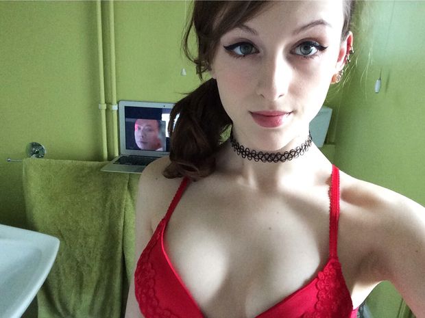 Gorgeous teen in her bra