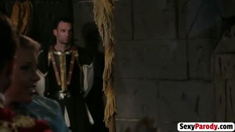 Two stunning medieval babes blowing huge schlong