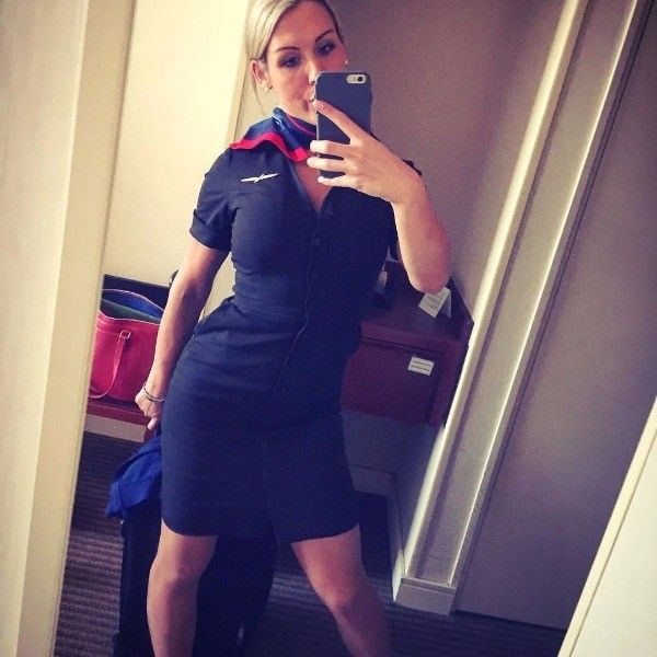 Curvy flight attendant