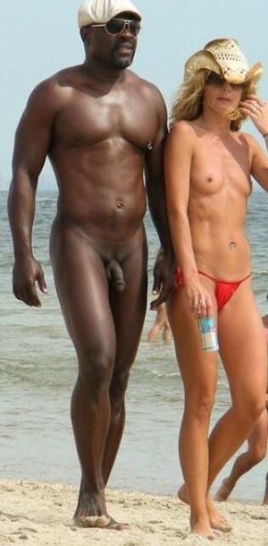 Interracial couple at beach