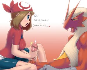 May Jerks Off Blaziken's Dick