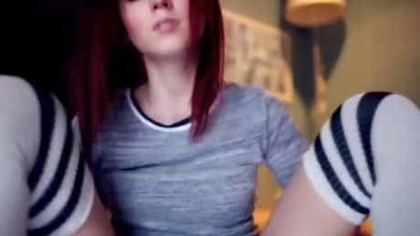 sexy redhead with toy