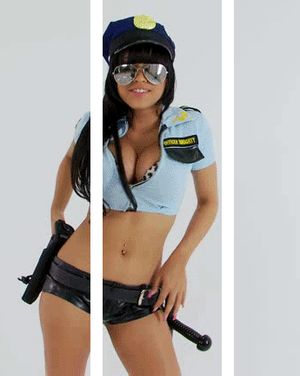 Hands up! Amazing 3D effect sexy cop gif