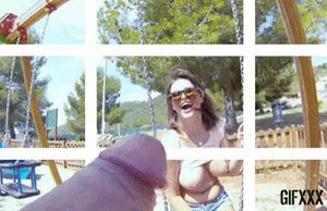 She swallow the D in public, amazing 3D effect gif