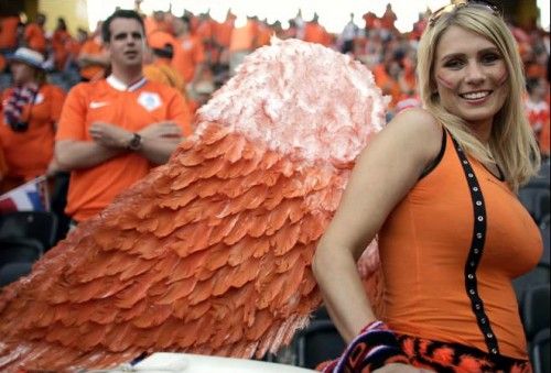 Busty soccer fan